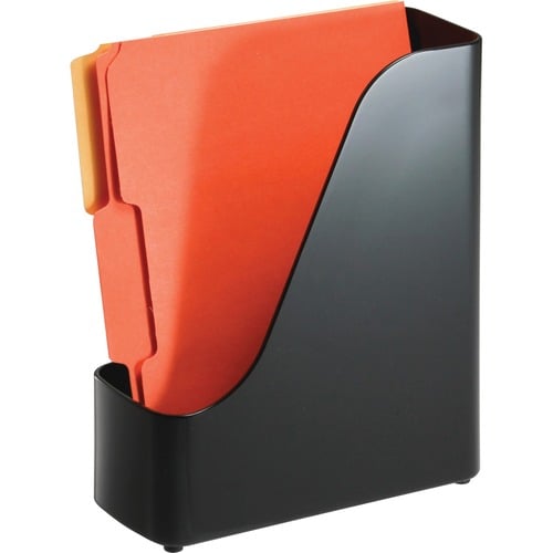 Officemate Magazine File, Open-Top, 3.9" x 9.5" x 11.5", Black Plastic, Non-Skid Base