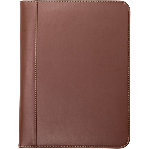 Samsill Pad Folio, Letter 8.5" x 11", Tan Leather, Document Pocket, Card Slot, Pen Loop, Writing Pad