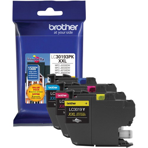Brother (LC30193PK) Innobella Ink Cartridge, Cyan/Magenta/Yellow, 1500 Pages Each, for MFC-J5330DW, MFC-J6530DW, MFC-J6930DW, 3/PK
