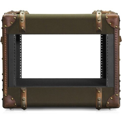 Claytek 6U 450mm Depth Retro Style Rackmount Cabinet - For A/V Equipment, Server - 6U Rack Height - Rack-mountable - Black - Metal, Wood, Brass, Leather, Steel