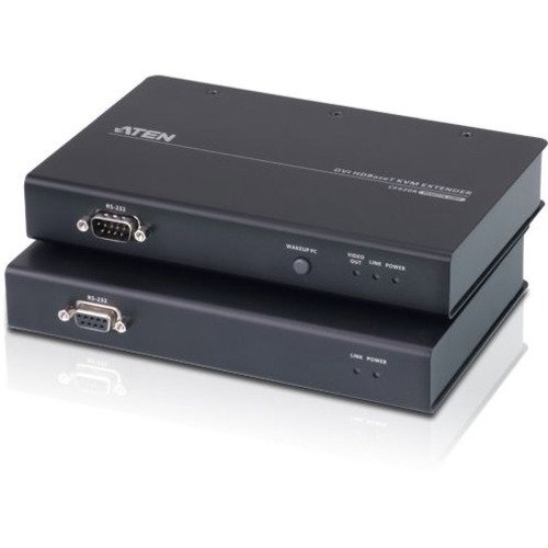 ATEN USB DVI HDBaseT 2.0 KVM Extender (1920 x 1200@100 m)-TAA Compliant - 1 Computer(s) - 1 Remote User(s) - 492.13 ft Range - WUXGA - 1920 x 1200 Maximum Video Resolution - 2 x Network (RJ-45) - 4 x USB - 2 x DVI - 5 V DC Input Voltage - Rack-mountable