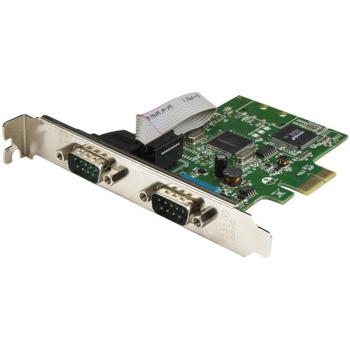 StarTech.com PCI Express Serial Card - 2 port - Dual Channel 16C1050 UART - Serial Port PCIe Card - Serial Expansion Card - Add two RS232 serial ports (DB9) to your low or full-profile computer, through a PCI Express slot - 2-Port PCIe Serial Card with 16