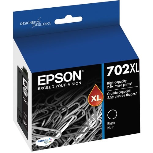 Epson T702XL (T702XL120-S) Ink Cartridge, Black, High Yield, DURABrite Ultra, for WorkForce Pro WF-3720/WF-3730/WF-3733