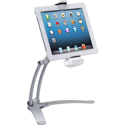 CTA Digital 2-in-1 Kitchen Mount Stand for iPad Air, Mini, Tablets 7-13" - 9.3" x 13.3" x - Aluminum - 1 - Silver - 360° Rotation