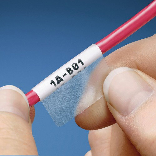 Panduit Wire and Cable Label - 1/2" x 1 1/2" Length - Rectangle - Thermal Transfer - Clear, White - Vinyl - 1 Roll
