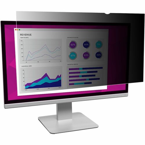 3M Privacy Screen Filter, High Clarity, for 27" Widescreen Monitor, Black, Glossy, Scratch-Resistant, 35% Blue Light Reduction