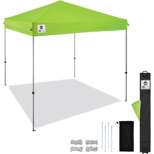 Ergodyne Expedition Tent, SHAX, Instant Pop-Up, Adjustable Height, 10 ft W x 10 ft D x 14 ft H, Lime Polyester Top, Steel Frame