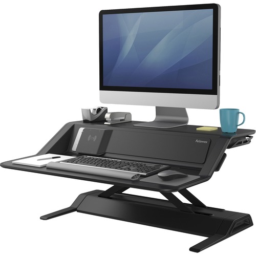 Fellowes Sit-Stand Workstation, Lotus DX, 35 lb Capacity, Wireless Charging, Microban Antimicrobial, for Monitor Arm Kits