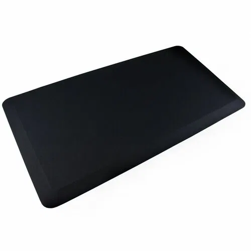 Floortex Anti-Fatigue Mat, Afs-Tex 3000, 20" x 39" x 0.8", Black Polyurethane, Polyester Cover, Antimicrobial, Beveled Edge