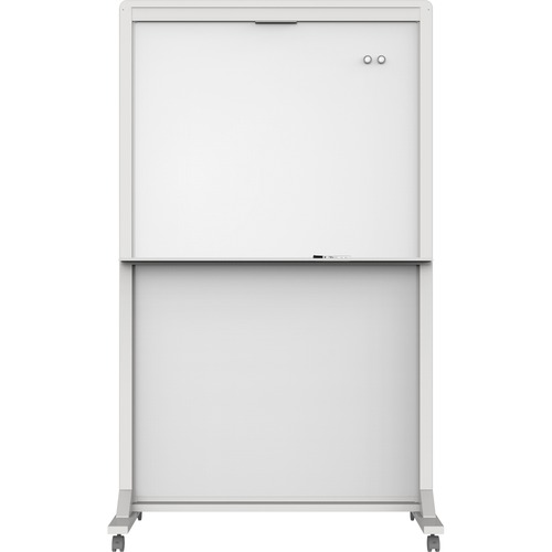 Quartet Motion Dual-Track Mobile Dry-Erase Easel, Two-Sided Magnetic, 40" W x 68" H, Painted Steel Surface, White Aluminum Frame, Locking Casters