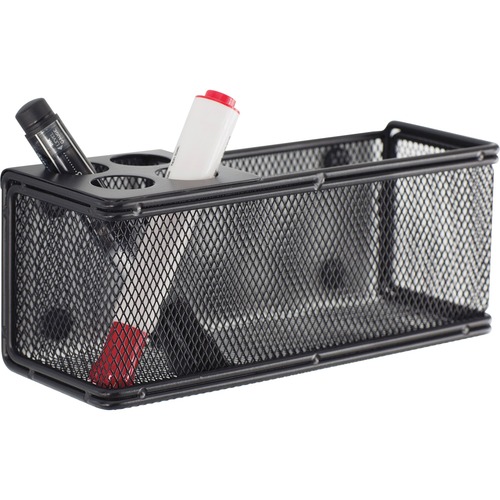 Onyx Organizer Basket, Wall-Mount, 8" x 3.25" x 3", Magnetic (Rare Earth), Mesh Steel, Black