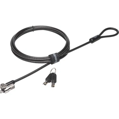 Kensington MicroSaver 2.0 Cable Lock, Keyed, 6 ft Cable, 10mm Lock Head, Carbon Steel, Black, for Notebooks With Security Slot