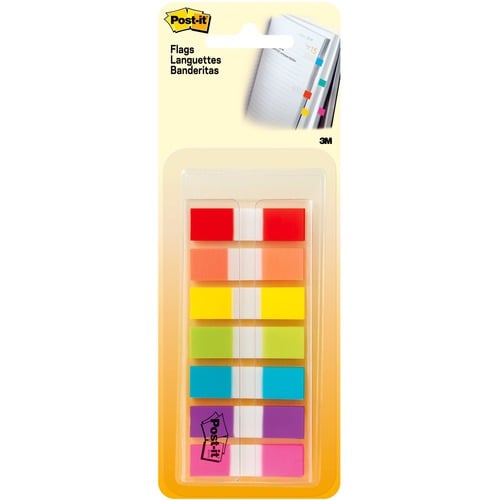 Post-it Flags, On-the-Go Dispenser, 1/2" x 1 3/4", Self-Stick, Multicolor, 189/PK