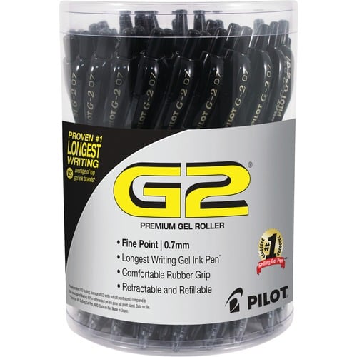 G2 Gel Pen, Premium, 0.7 mm Fine Point, Black Ink, Retractable, Refillable, Comfort Rubber Grip, 36/PK