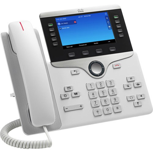 Cisco 8841 IP Phone - Refurbished - Corded - Corded - Wall Mountable - White - VoIP - Unified Communications Manager, Unified Communications Manager Express, User Connect License - 2 x Network (RJ-45) - PoE Ports