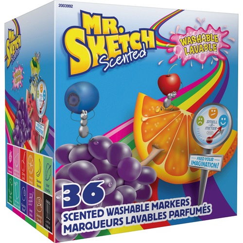 Mr. Sketch, Scented Washable Markers, Chisel Tip, Assorted Colors, 36/Set