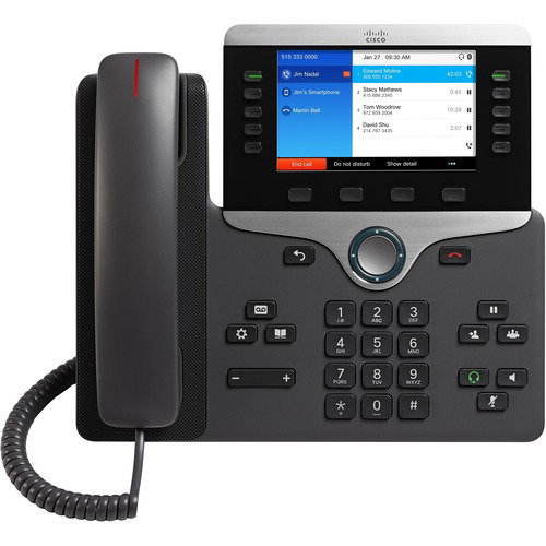 Cisco 8851 IP Phone - Refurbished - Corded - Corded - Bluetooth - Desktop, Wall Mountable - Charcoal - VoIP - User Connect License, Unified Communications Manager - 2 x Network (RJ-45) - PoE Ports