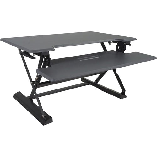 Victor Multipurpose Desktop Riser, High Rise, Height-Adjustable, 36" W x 23" D Worksurface, Keyboard Tray 35" W x 14" D, Charcoal/Black Laminate
