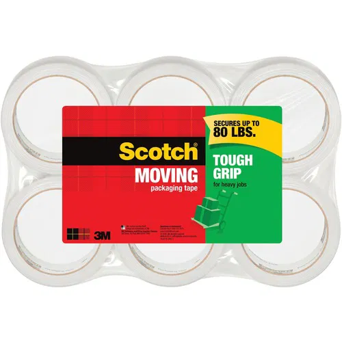Scotch Packaging Tape, Office, Sure Start, Double-Coated, Smooth Unwind, Clear, 80 lb, 6/PK