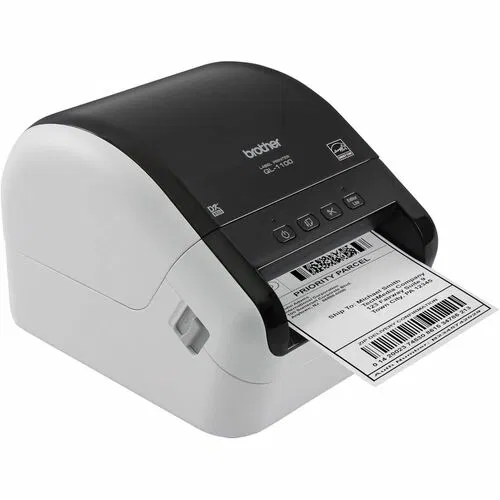 Brother QL-1100, Direct Thermal Printer, Desktop Wide-Format, 4" Print Width, Monochrome, 300 dpi, 4.33 in/s, USB, Auto Cutter