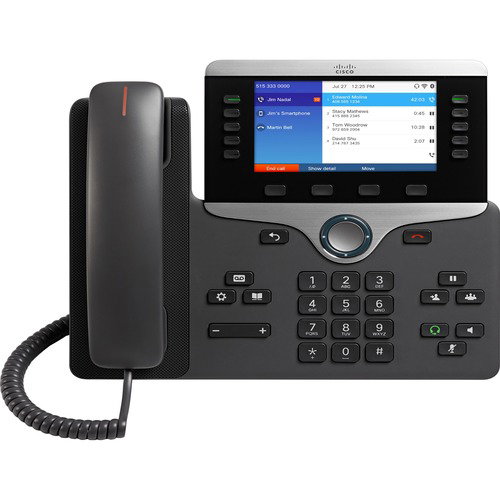 Cisco 8861 IP Phone - Refurbished - Wi-Fi, Bluetooth - Wall Mountable, Tabletop - Charcoal - VoIP - IEEE 802.11a/b/g/n/ac - 2 x Network (RJ-45) - PoE Ports