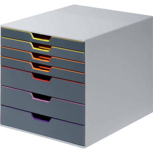 DURABLE VARICOLOR 7 - 7 Drawer(s) - 11" Height x 11.50" Width x 14" Depth - Desktop - Non-slip Feet, Stackable - Gray - Plastic - 1 Each