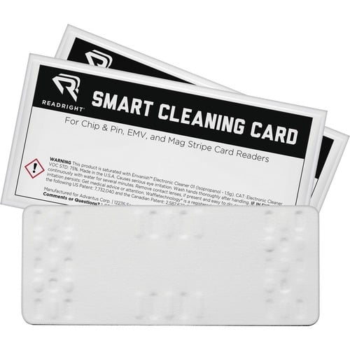 Read Right Cleaning Card, Waffle Technology, Single-Use, Pre-Saturated, for Chip and PIN, EMV and Mag Stripe Readers, 10/PK