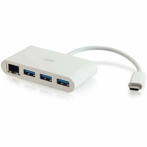 C2G USB C Hub with Ethernet - 3-Port USB Hub - USB Type C - External - 3 USB Port(s) - 1 Network (RJ-45) Port(s) - 3 USB 3.0 Port(s)