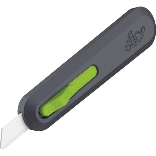 Slice Auto Retract Utility Knife - Ceramic Blade - 0.9" Height x 1.4" Width x 6.1" Length - Retractable, Non-sparking, Non-conductive, Rust-free Blade, Durable, Ambidextrous, Comfortable - Glass-filled Nylon, Stainless Steel, Zirconia, Carbon Steel - Gray