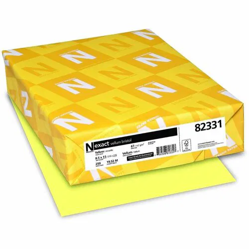 Exact Vellum Bristol Paper, 8.5" x 11", 67 lb, 92 Brightness, Yellow, Laser/Inkjet Compatible, 250/PK