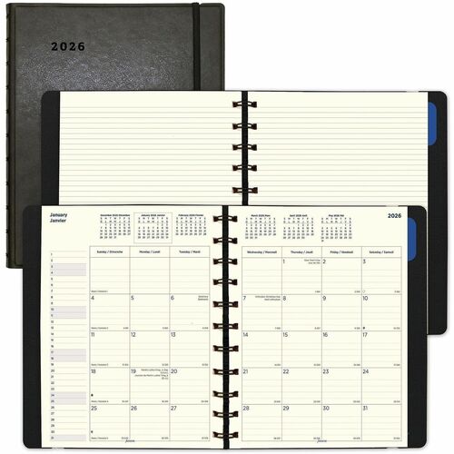Filofax Planner, 17-Month, Bilingual, Twin-Wire, Leather-Look Cover, 8.5" x 10 7/8", Black, Cream Pages, Refillable