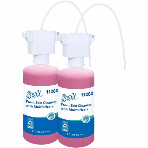 Scott Foam Hand Soap, 1.59 qt Refill Bottle, Moisturizing, Pink, for Slimline and Kimberly-Clark Touchless Counter Mount Dispensers, 2/CT