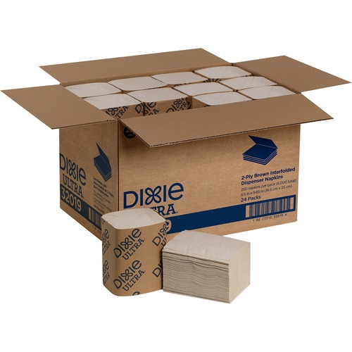 Dixie Ultra® Interfold Napkin Dispenser Refill - 2 Ply - Interfolded - 6.50" Width x 9.85" Length - Brown - 250/Pack - 24 / Carton