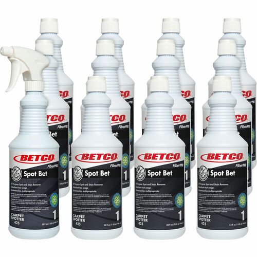 Betco FiberPRO Spot Stain Remover, Ready-To-Use Spray, 32 fl oz, Country Fresh Scent, Multi-Surface, 12/CT