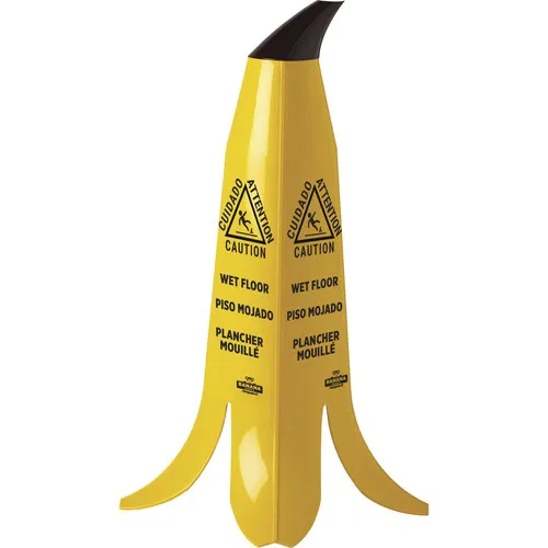 Impact Banana Safety Cone, Floor, 11" W x 11" D x 24" H, Yellow, Trilingual Caution Print, 3/CT