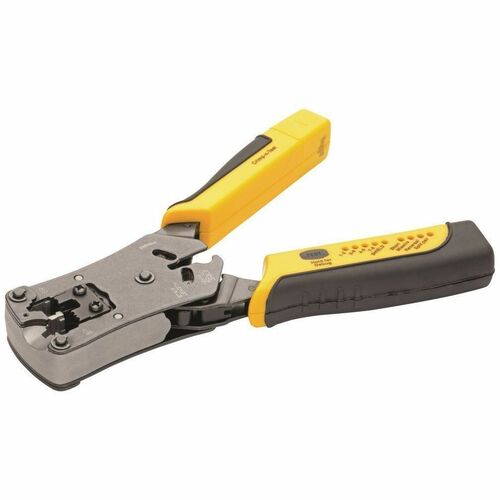Tripp Lite RJ11/RJ12/RJ45 Wire Crimper with Built-in Cable Tester - Black, Yellow - Ergonomic Design, Non-slip Handle, LED Light, Secure Grip