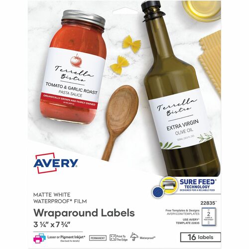 Avery Multipurpose Labels, 3.25" x 7.75", White Film, Permanent Adhesive, Inkjet/Laser Compatible, Matte, 16/PK