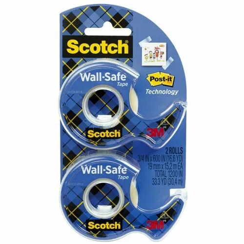 Scotch Mounting Tape, Wall-Mount, Super-Hold, 0.75 in x 18.06 yd, Translucent, Dispenser Included, 2/PK