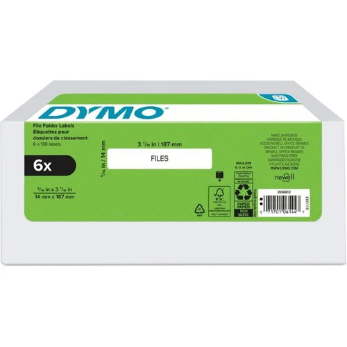 Dymo Address Labels, LabelWriter, 3 7/16" W x 9/16" H, White, 130/Roll, 6/PK