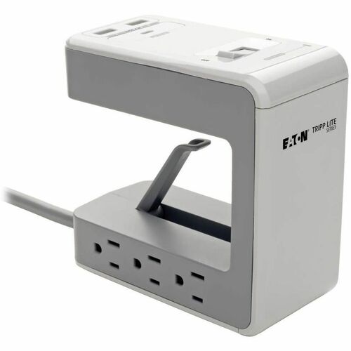 Tripp Lite TLP648USBC Surge Protector, Protect It Series, 6-Outlet, 1080 J, 2 USB-A (2.4A Shared), USB-C 3A, 8 ft Cord, Clamp Mount