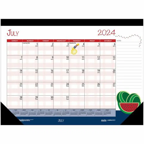 House of Doolittle Seasonal Holiday Academic Desk Pad - Academic - Julian Dates - Monthly - 12 Month - July 2025 to June 2026 - 1 Month Single Page Layout - Desk Pad - Black - Leatherette - 17" Height x 22" Width - 1 Each