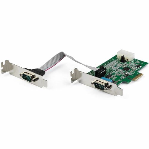 StarTech.com 2-port PCI Express RS232 Serial Adapter Card - PCIe Serial DB9 Controller Card 16950 UART - Low Profile - Windows and Linux - 2-port PCI Express RS232 serial controller card w/16950 UART/ASIX AX99100 - Bi-directional speeds 921.6Kbps/port | 2