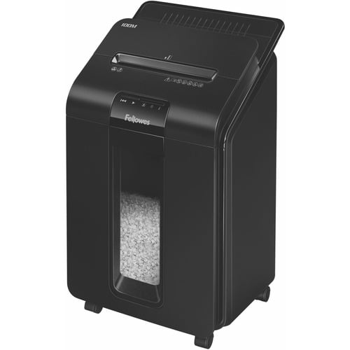 Fellowes Paper Shredder, AutoMax, 100-Sheet Auto-Feed, Micro-Cut P-4, 6 gal Bin, Black, Home/Office