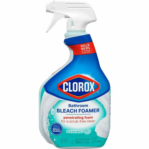 Clorox Disinfecting Bathroom Foamer, Bleach Formula, 30 fl oz, Ocean Mist Scent, Mold and Mildew Remover, Smart Tube