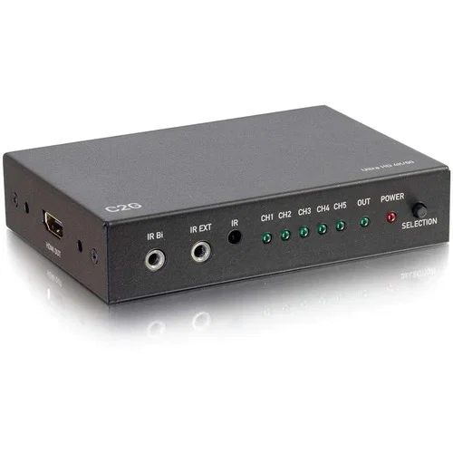 C2G 4K HDMI Selector Switch - UltraHD HDMI Switch - 5x1 - 5 x Inputs - 1 x Outputs - 5 x HDMI In - 1 x HDMI Out - Computer, Blu-ray Disc Player, Gaming Console, Cable Box, A/V Receiver Compatible