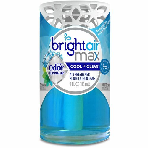 Bright Air Air Freshener, Max Odor Eliminator Gel, Cool + Clean, 4 fl oz, Odor Neutralizer, Phthalate-Free, Blue