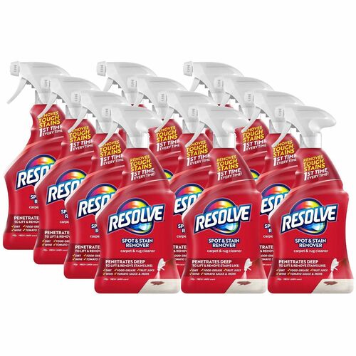 Resolve Carpet Cleaner, Rug Stain Remover Spray, 22 fl oz, Triple Oxi Action, Fresh Linen Scent, Odor Neutralizer, 12/CT