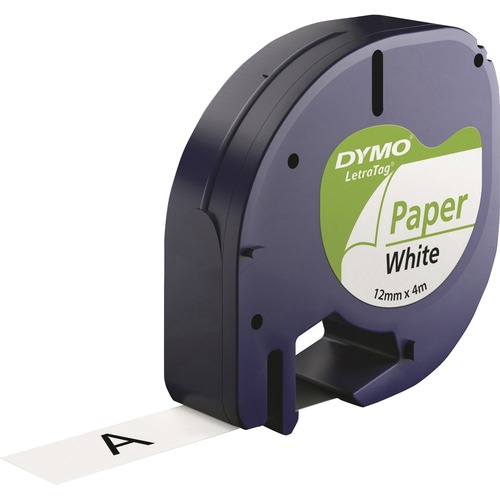 Dymo Label Tape, 1/2" Width, White Paper, for LetraTag Labelmaker, 6/BX