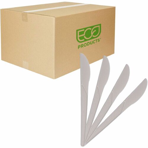 Eco-Products Plantware Disposable Knife, 6" High-Heat to 200 F, White Plastic, 1000/CT