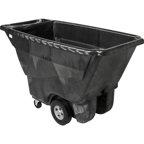 Rubbermaid Commercial Tilt Dump Truck, Structural Foam, 1/2 cu yd, 850 lb Capacity, Black, Steering Wheel Handle